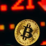 Een Afbeelding Van Een Bitcoin BTC Munt Met Rode Cijfers En Een Dalende Prijs Op De Achtergrond .jpg